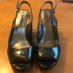 Green Nine West sling backs with open toe